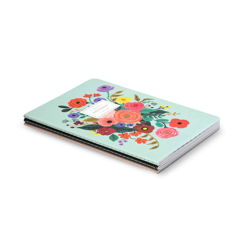 Rifle Paper Co - Pack of 3 Stitched Notebooks - Ruled - Large - Garden Party - Twin Flame Collections