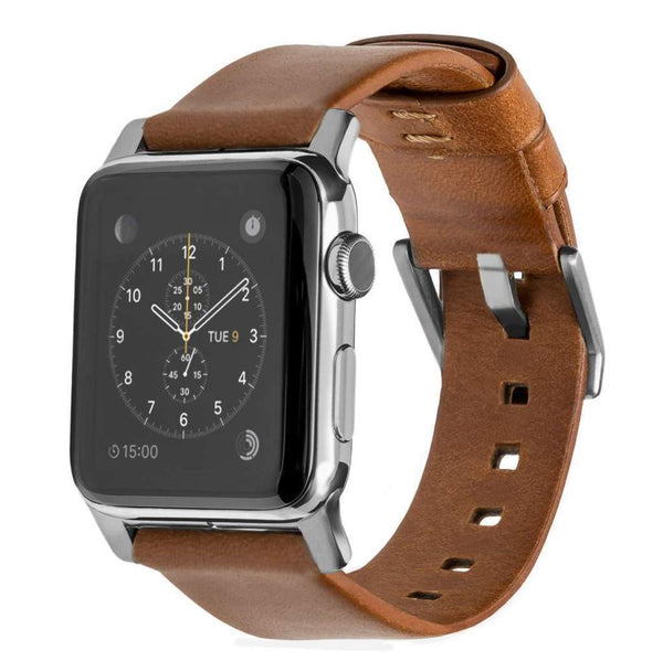 Nomad - Horween Leather Strap for Apple Watch 44/45mm - Modern Build, Silver Hardware (NM1A4RSM00)
