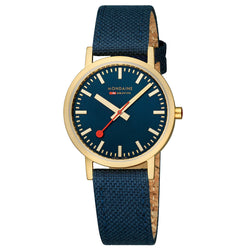 Mondaine Official Swiss Railways Classic Deep Ocean Blue Textile 36mm Watch - Twin Flame Collections