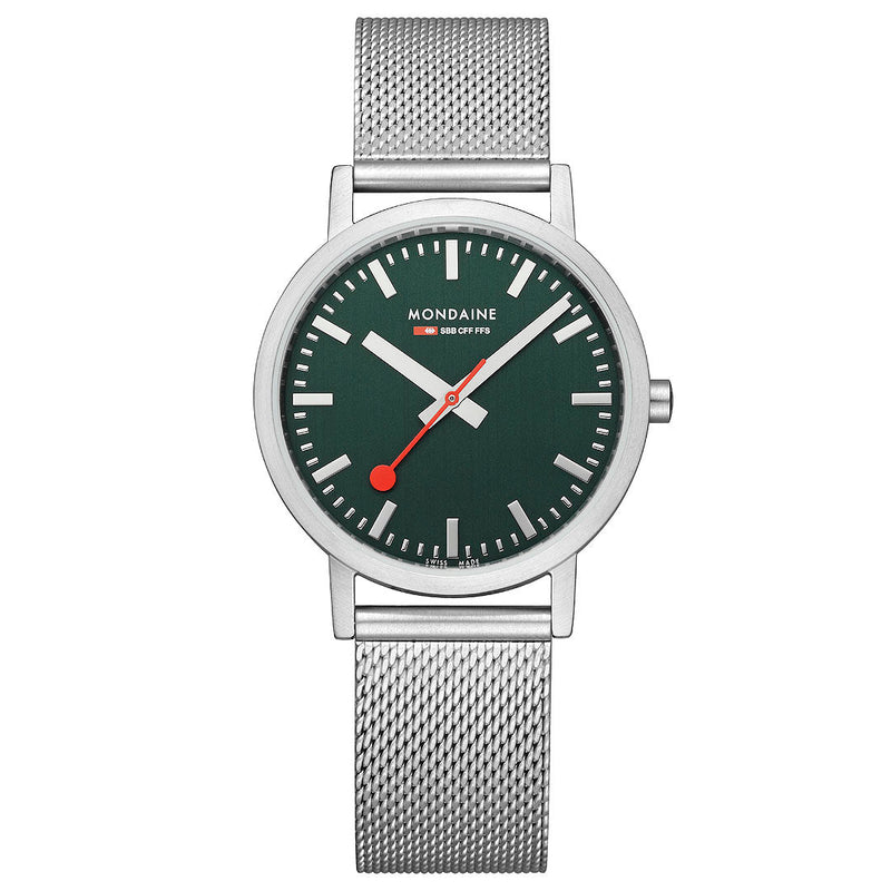 Mondaine Official Swiss Railways Classic Green 36mm Watch - Twin Flame Collections
