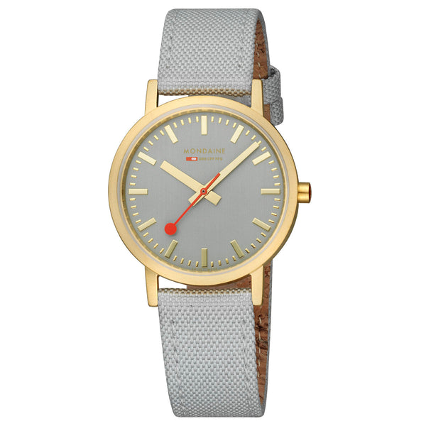 Mondaine Official Swiss Railways Classic Good Grey Textile 36mm Watch - Twin Flame Collections
