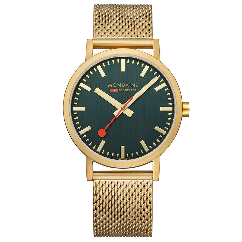 Mondaine Official Swiss Railways Classic Forest Green Mesh 40mm Watch - Twin Flame Collections