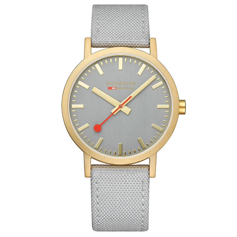 Mondaine Official Swiss Railways Classic Good Grey Textile 40mm Watch - Twin Flame Collections