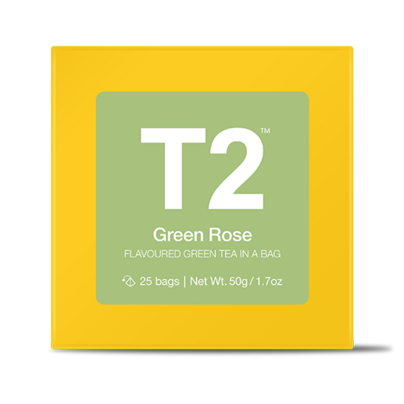 T2 Green Rose Teabag Gift Cube 25pk - Twin Flame Collections