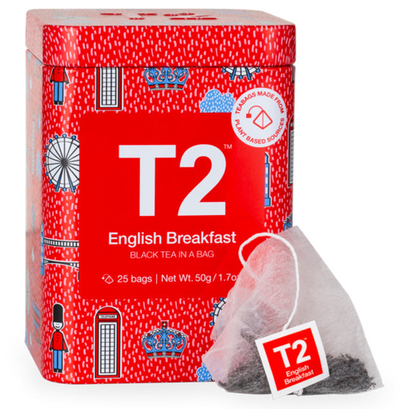 T2 English Breakfast Teabag 25pk Icon Tin - Twin Flame Collections