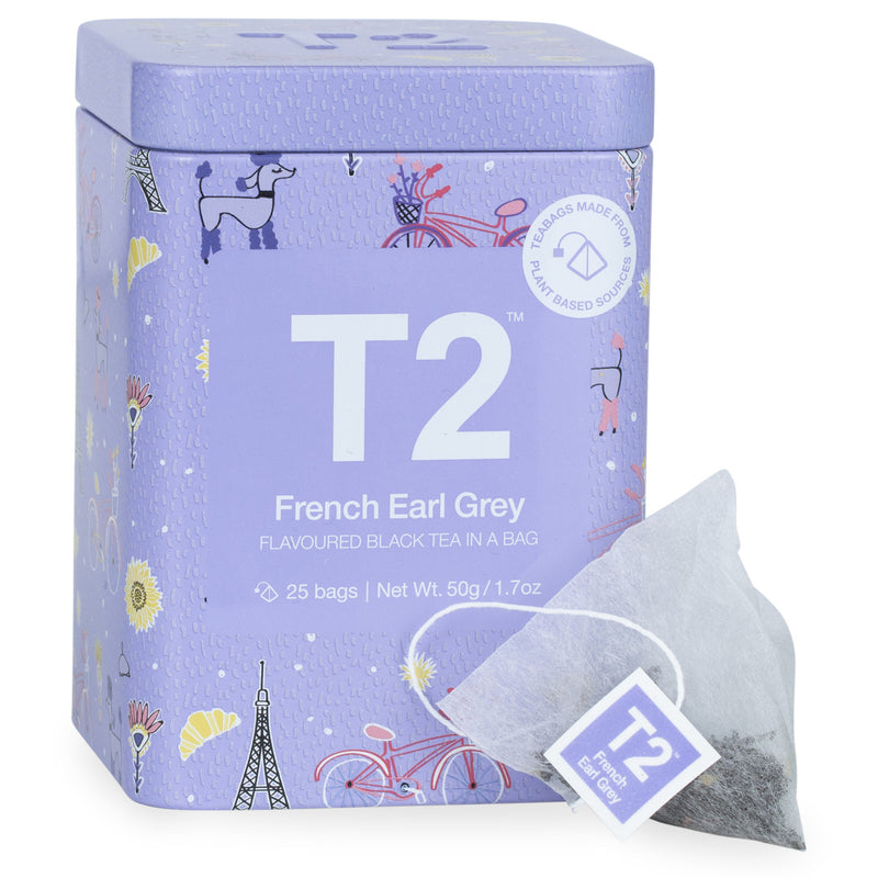 T2 French Earl Grey Teabag 25pk Icon Tin - Twin Flame Collections