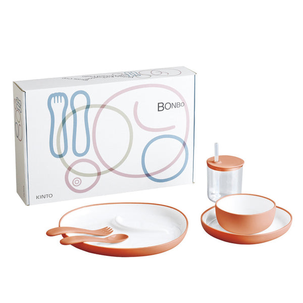 KINTO - BONBO - CHILDREN'S TABLEWARE SET OF 6 - ORANGE - Twin Flame Collections