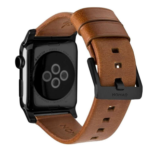 Nomad - Horween Leather Strap for Apple Watch 38/40mm - Modern Build, Black Hardware - Twin Flame Collections