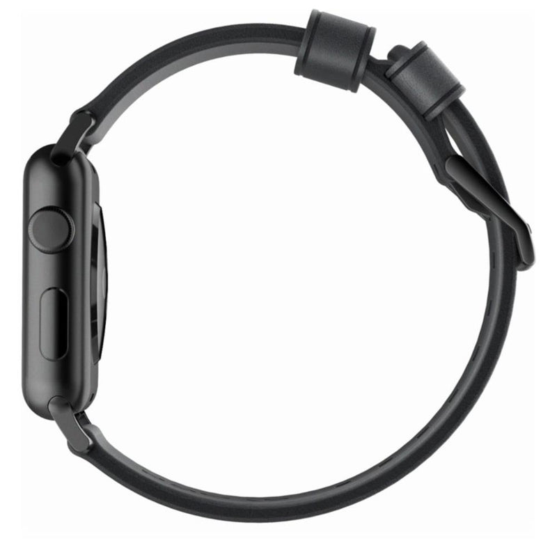 Nomad - Leather Strap for Apple Watch 42/44mm - Modern Build, Black with Black Hardware - Twin Flame Collections