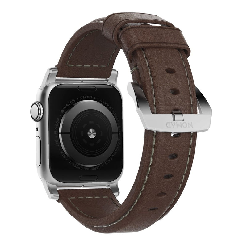 Nomad - Traditional Strap for Apple Watch 42/44mm - Rustic Brown Silver Hardware - Twin Flame Collections