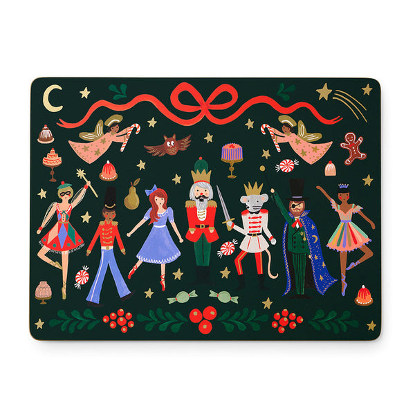 Rifle Paper Co - Cork Placemats - Set Of 4 - Nutcracker - Twin Flame Collections