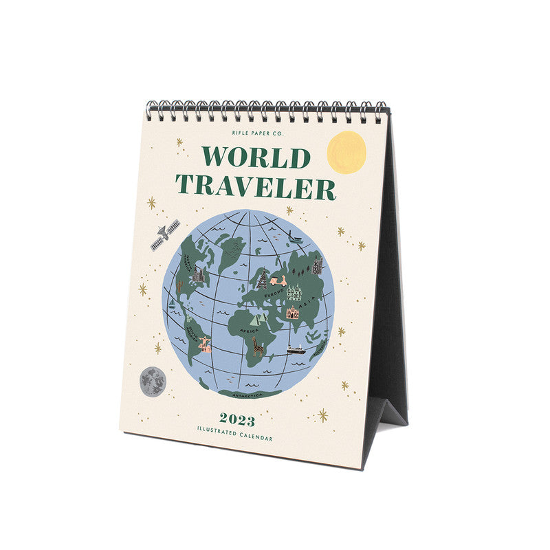 RIFLE PAPER CO - 2023 DESK CALENDAR - WORLD TRAVELER - Twin Flame Collections