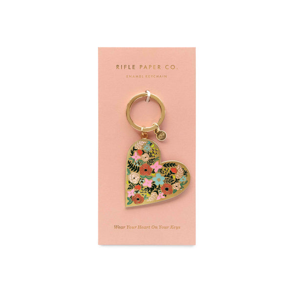 RIFLE PAPER CO - ENAMEL KEYCHAIN - FLORAL HEART - Twin Flame Collections