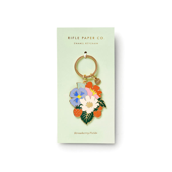 RIFLE PAPER CO - ENAMEL KEYCHAIN - STRAWBERRY FIELDS - Twin Flame Collections