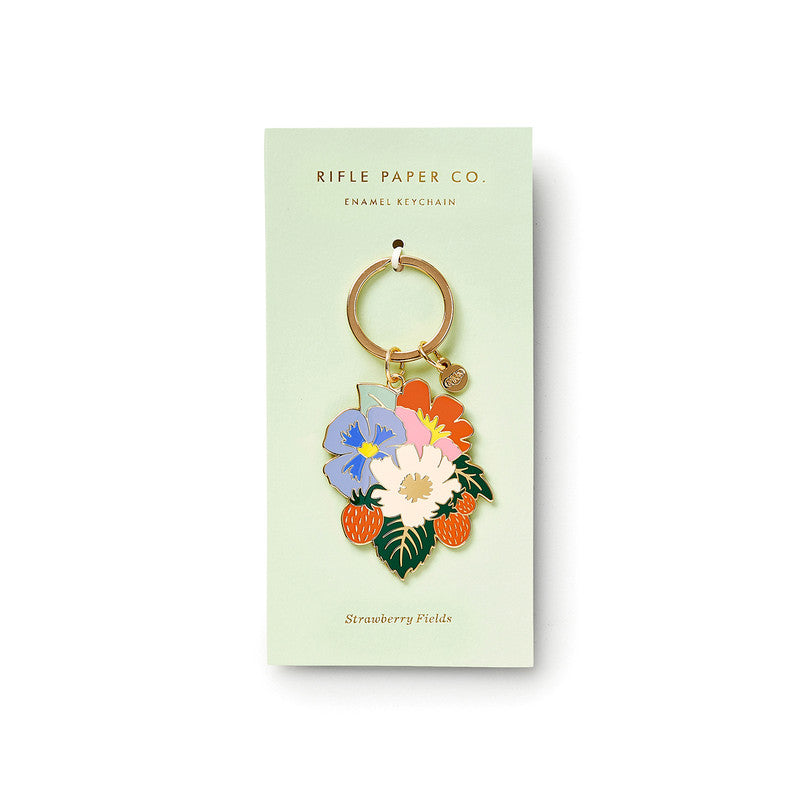 RIFLE PAPER CO - ENAMEL KEYCHAIN - STRAWBERRY FIELDS - Twin Flame Collections