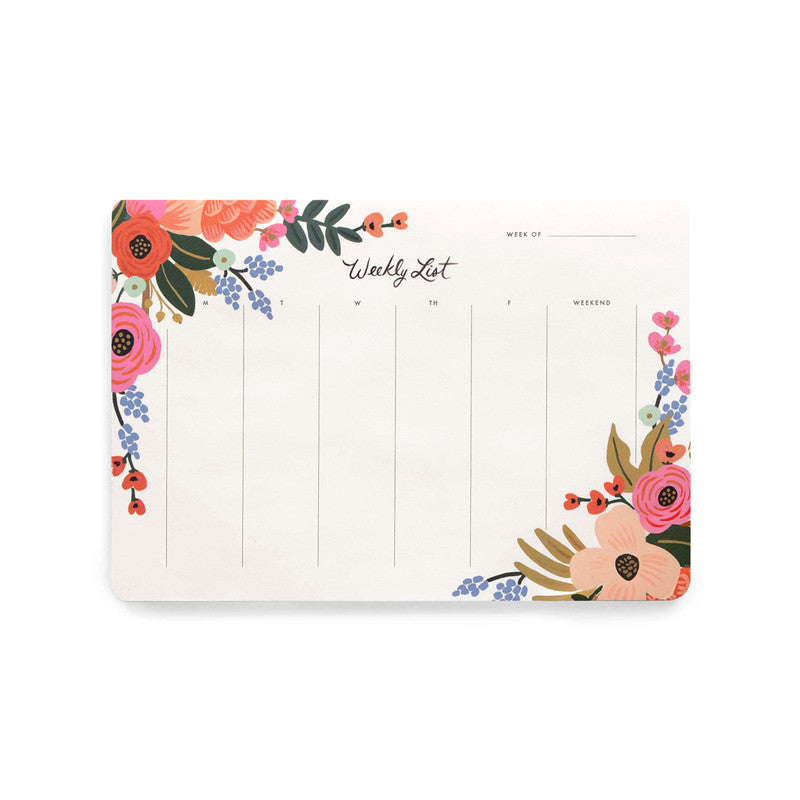 RIFLE PAPER CO - WEEKLY MEAL PLANNER NOTEPAD - ROSA - Twin Flame Collections