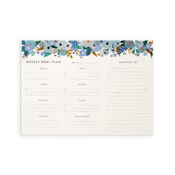 RIFLE PAPER CO - WEEKLY MEAL PLANNER NOTEPAD - GARDEN PARTY BLUE - Twin Flame Collections