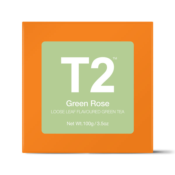 T2 Green Rose Loose Leaf Gift Cube 100g - Twin Flame Collections