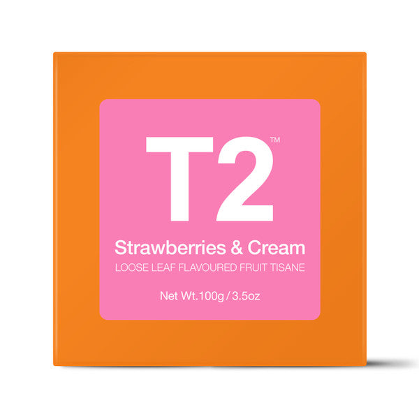 T2 Strawberries & Cream Loose Leaf Gift Cube 100g - Twin Flame Collections