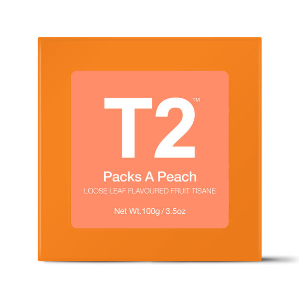 T2 Packs A Peach Loose Leaf Gift Cube 100g - Twin Flame Collections