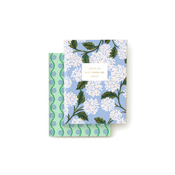 Rifle Paper Co - Pack of 2 Notebooks - Plain - Pocket - Hydrangea - Twin Flame Collections